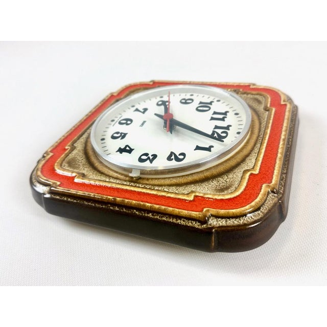 German Ceramic Kitchen Wall Clock, 1960s, in Flawless conditions. Designed 1960 to 1969