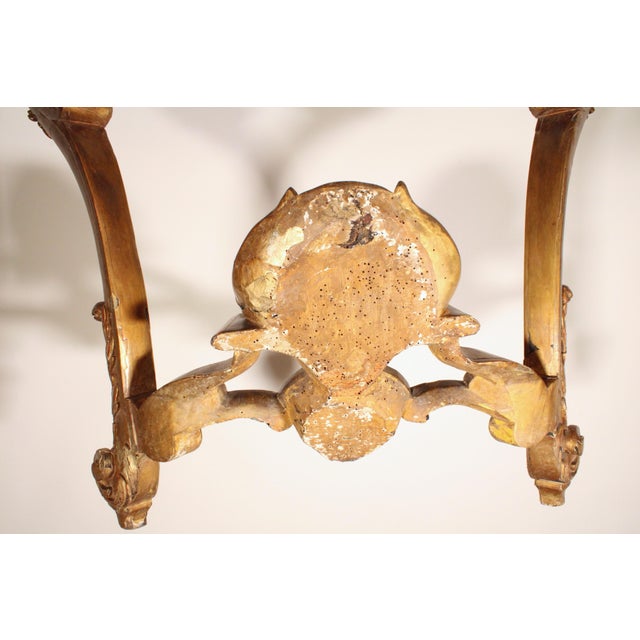 Antique Louis XV Giltwood (Gold Leaf) Marble Top Console Table For Sale - Image 12 of 12