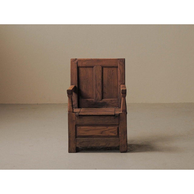 19th Century Folk Armchair with Storage Chest in Wood, France For Sale - Image 4 of 17