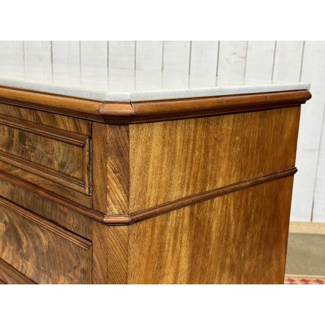 Napoleon III Commode in Mahogany with Oak and White Marble Top, 1800s For Sale - Image 10 of 18
