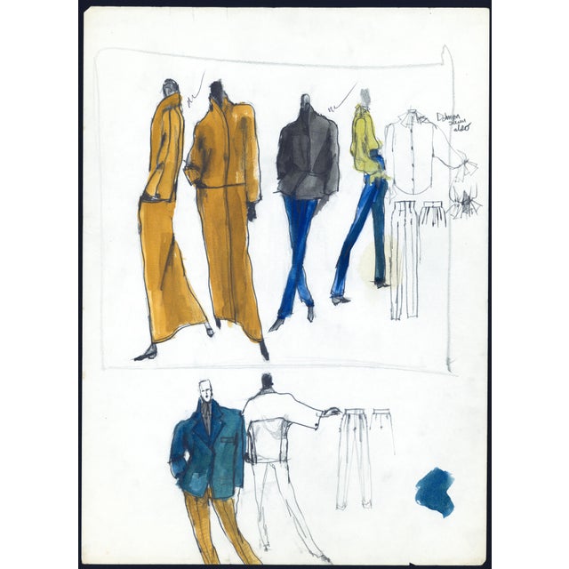 White 1980s Collection of 10 Original Gordon Henderson Fashion Drawings For Sale - Image 8 of 11