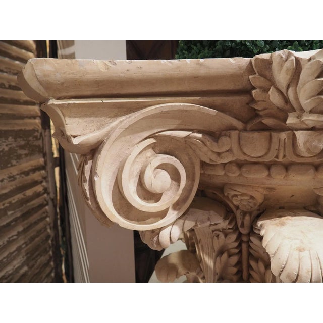 Large Plaster Composite Order Capital on Wooden Pedestal, France, Early 1900s For Sale In Dallas - Image 6 of 13