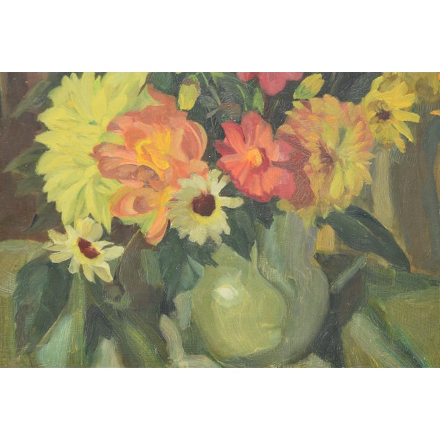 Kurt Lauber, Still Life with Summer Flowers, 1945, Oil on Cardboard, Framed For Sale - Image 6 of 14
