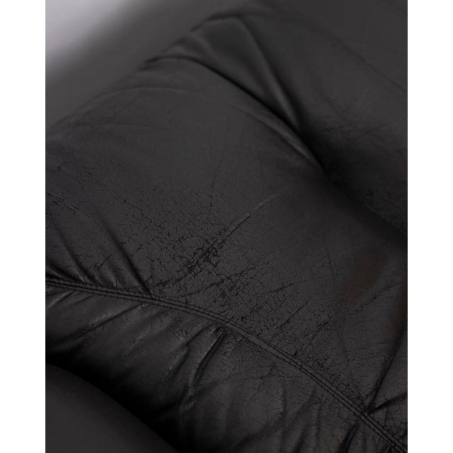Vintage Italian Three-Seater Sofa in Black Leather, 1970s For Sale - Image 12 of 18