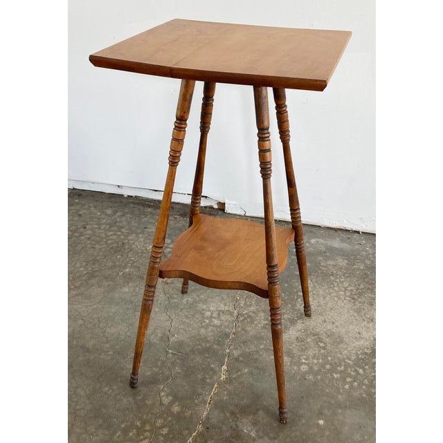 Antique Turned Wood Two Tier Table or Plant Stand For Sale - Image 4 of 9