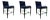 Caracole Modern Navy Blue Velvet Counter Stools - Set of 3 For Sale