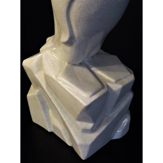 Off-white 1930's Art Deco Geo Condé Faince Glazed Ceramic Penguin For Sale - Image 8 of 12