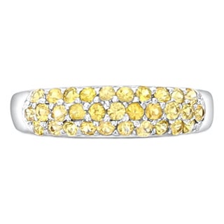 Cluster Citrine Stone Ring 1.00cttw 14k White Gold, Size 5 For Sale