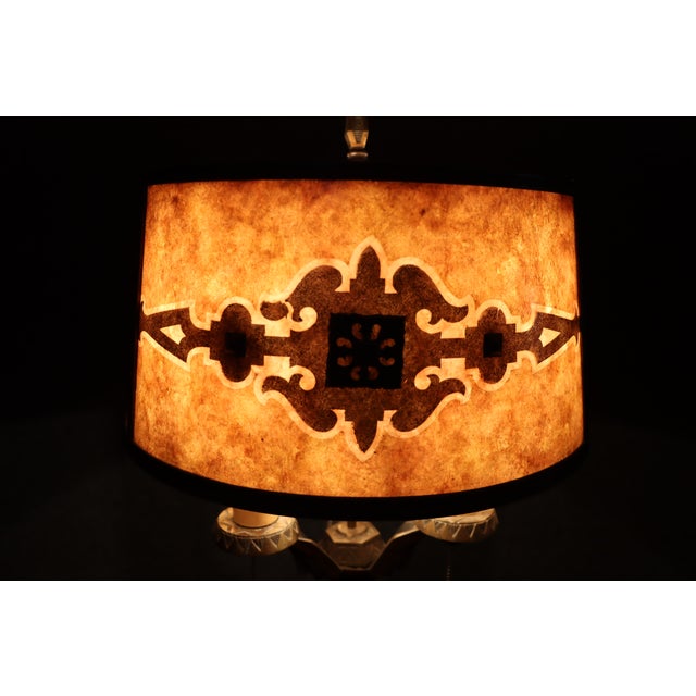 Early 20th Century Art Deco Three-Light Table Lamp With Mica Shade For Sale - Image 10 of 17
