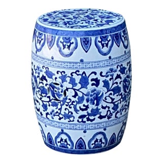 Vintage Asian Glazed Ceramic Garden Stool For Sale
