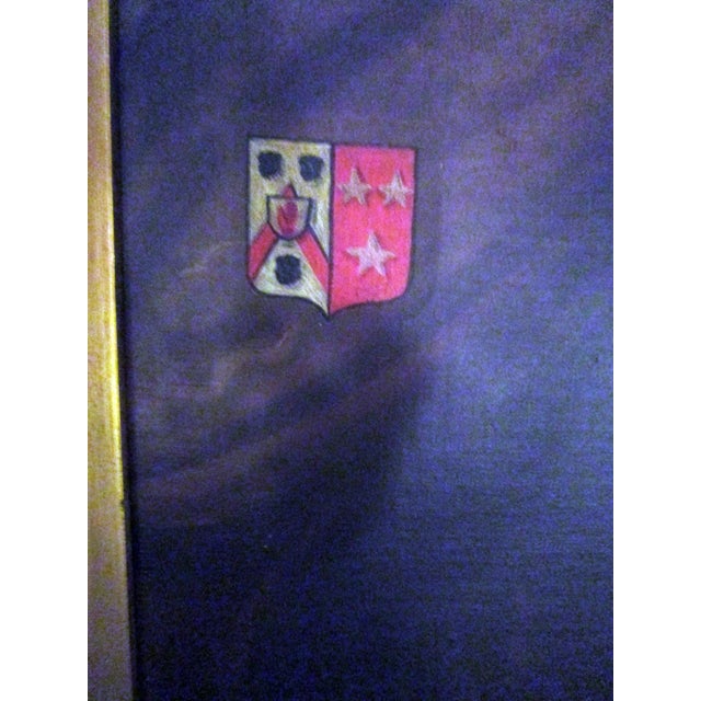 18th Century English Titled Lady with Coat of Arms Framed Oil Portrait Painting For Sale - Image 11 of 13