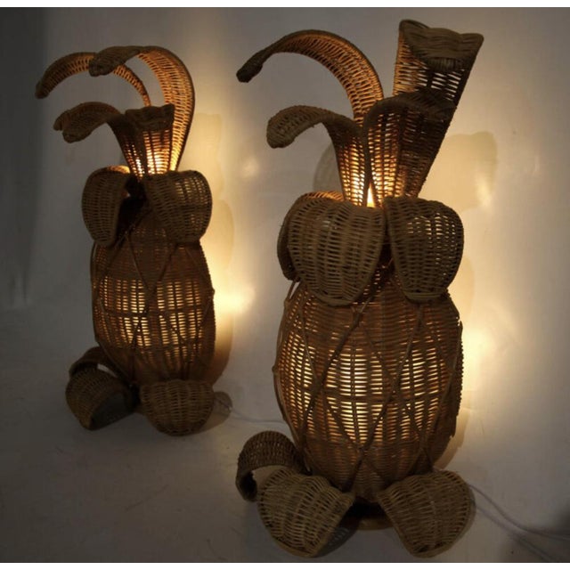 Pineapple Wicker Sconces, Set of 2 For Sale - Image 15 of 16