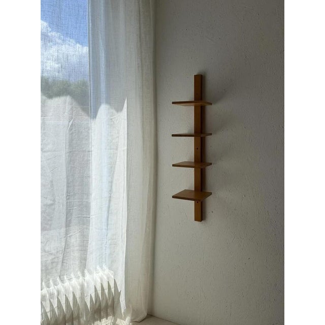 Mid Century Solid Oak Asymmetrical Wall Rack For Sale - Image 9 of 10