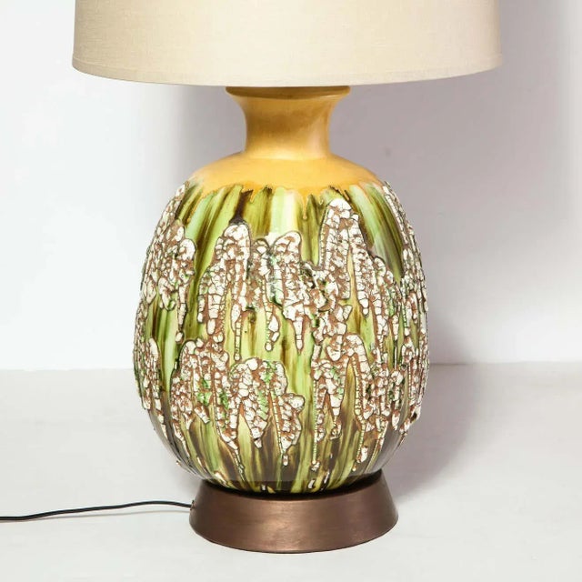 Mid Century Hand Glazed Expressionistic Organic Modern Ceramic Lamps - A Pair For Sale - Image 12 of 13