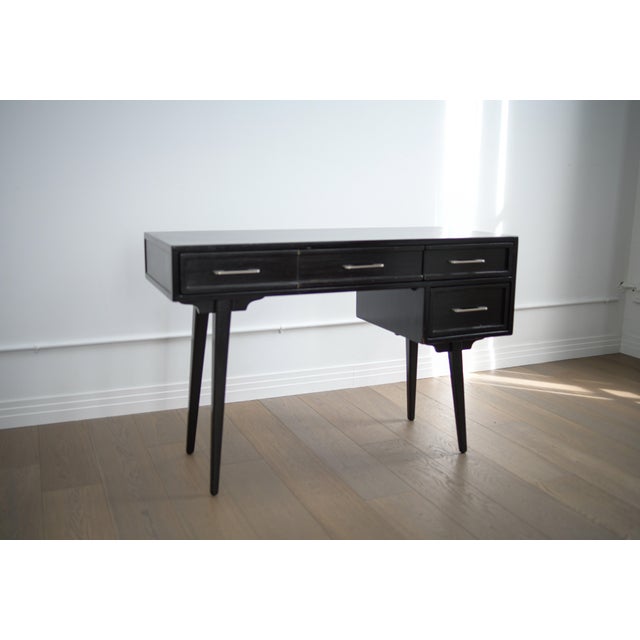 Mid-Century Modern Rway Mid-Century Modern Desk, Black Lacquer & Steel, 4 Drawers, 1950s For Sale - Image 3 of 5