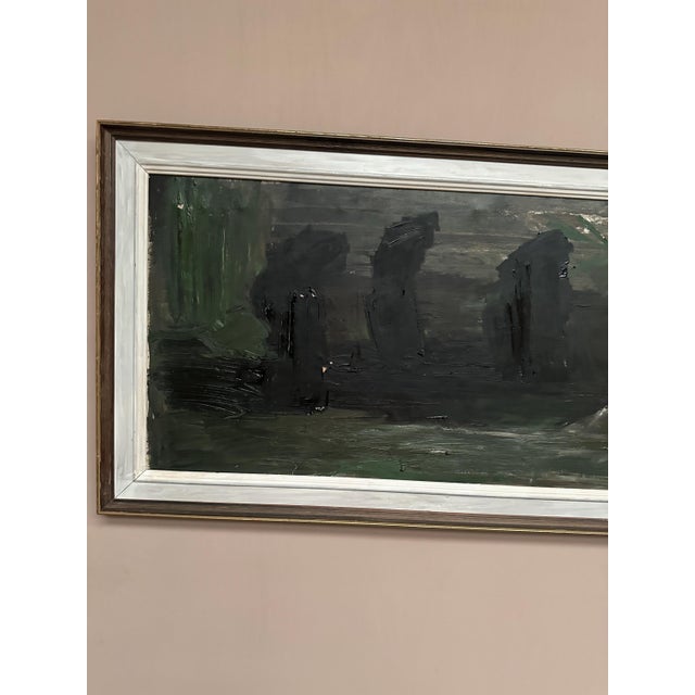 Jonne Bergström, Dark Abstract, 1950s, Oil on Canvas, Framed For Sale - Image 7 of 17