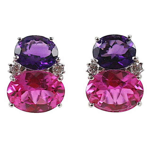 Christina Addison Grande Gum Drop Earrings With Garnet and Cabochon Garnet and Diamonds For Sale - Image 10 of 12