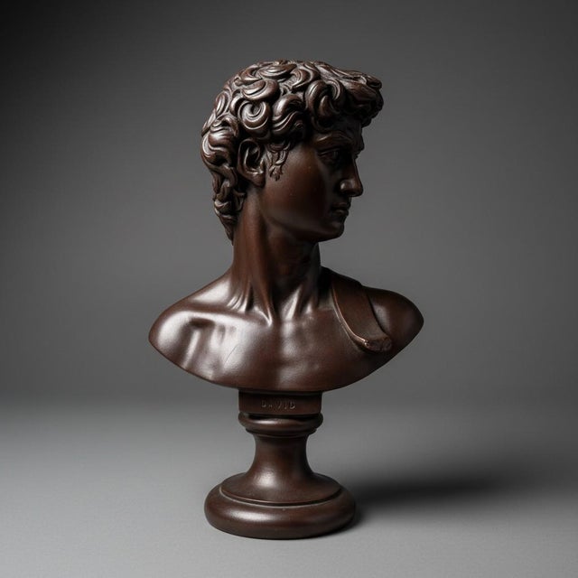 Vintage 1966 Austin Productions David Bust-Michelangelo-Faux Bronze-Classical For Sale - Image 10 of 10
