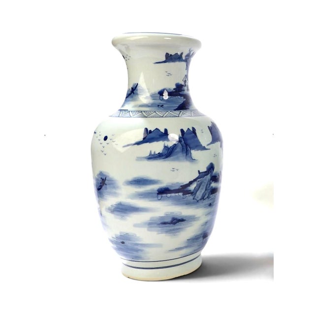 Set of Two Chinese Blue & White Porcelain Vases. (The Central Vase Is Sold) For Sale - Image 4 of 11