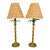 Pair X English Mahogany Table Lamps W/ Metal Palm Fronds & Faux Bamboo Stems For Sale