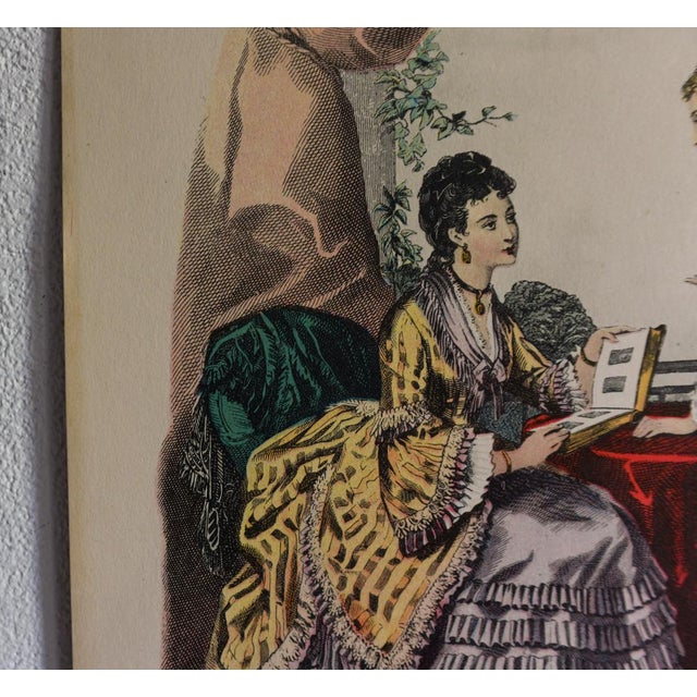 A lot of 5 original antique French fashion plates from La Mode Illustrée, the leading Parisian fashion weekly of the 19th...
