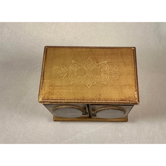 Mid-Century Modern Vintage Gold-Gilt Wooden Music Box Cabinet With Ballerina Paintings, Mid 20th Century For Sale - Image 3 of 12