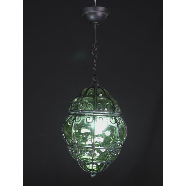 Green 1970s Wonderful Green Colour Venetian Lantern, Seguso Murano Glass - Set of 2 For Sale - Image 8 of 12