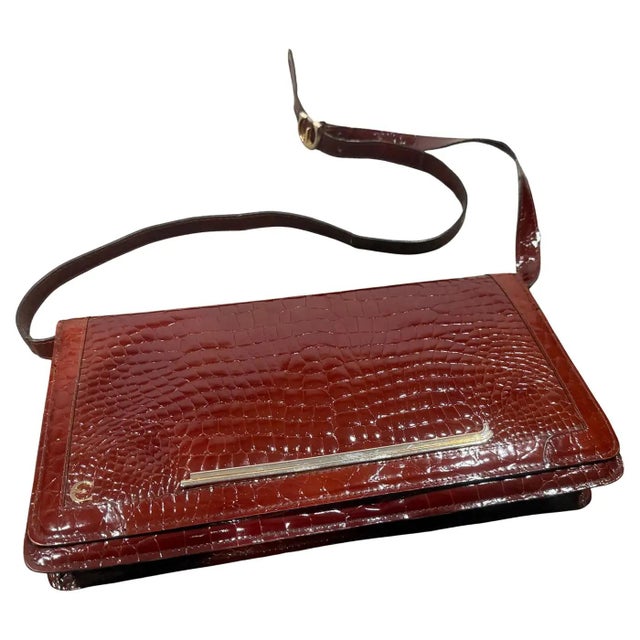 1970s Vintage Red Brick Leather Italian Shoulder Bag by Enzo for New Bags For Sale - Image 6 of 12