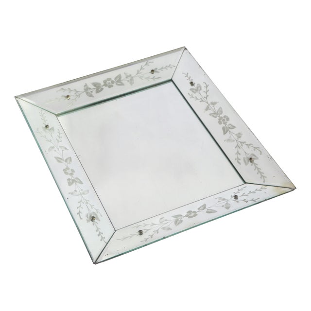 Venetian Rectangular Wall Mirror with Cut Glass and Ornate Floral Frame, Italy, 1960s For Sale