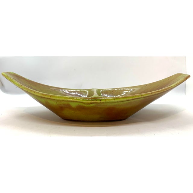 Drip glaze ceramic divided mid century dish. Beautiful glaze finish with no cracks or chips