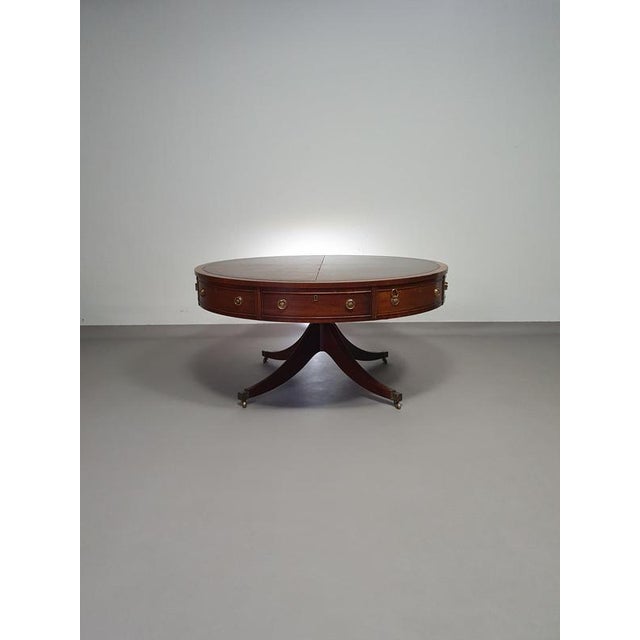 Victorian Mahogany Coffee Table with Leather Top on Brass Wheels from Heldense, 1980s For Sale - Image 5 of 16