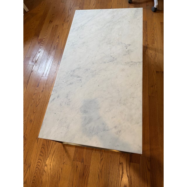 Metal Two Tone Beautiful Marble Table For Sale - Image 7 of 8