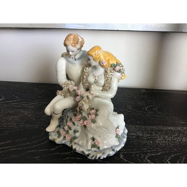 Vintage Victorian Man and Woman Porcelain Figurine For Sale - Image 4 of 7