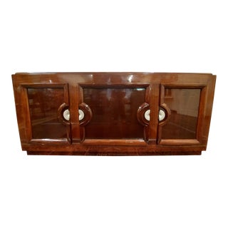 1950s Paul Laszlo Art Deco Red Mahogany and Nickel Handles Buffet For Sale