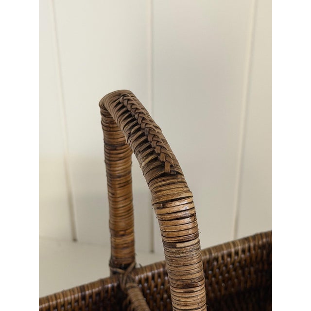 American Vintage Rattan Wine Carrying Basket For Sale - Image 3 of 11