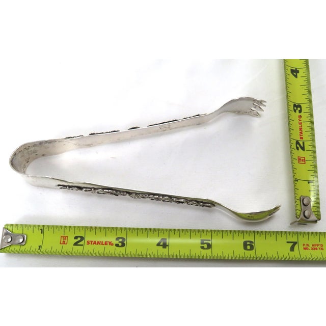 Antique Solid Sterling Silver Ice Tongs With Hearts Winged Angels For Sale - Image 11 of 13