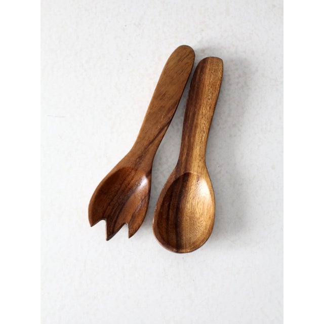 Mid Century Wooden Serving Utensils Pair For Sale - Image 4 of 6