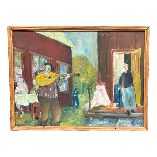 Hendrik De Jong, Familjen (The Family), 1980, Oil on Canvas, Framed For Sale