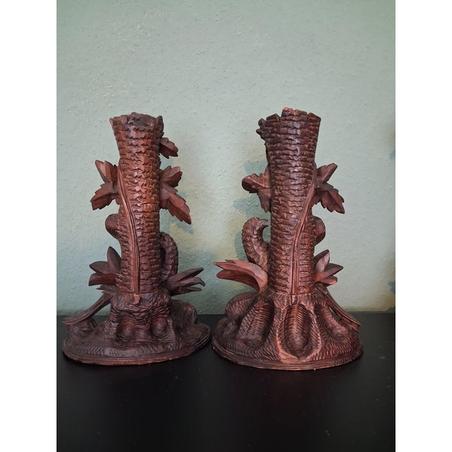 Antique Swiss Black Forest Pheasants Pendulum Clock, 1900, Set of 3 For Sale - Image 9 of 11