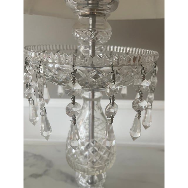 Vintage Genuine Cut Crystal Lamp With Hanging Crystals For Sale - Image 9 of 9