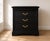 A beautifully refinished pair of vintage French Provincial three-drawer nightstands featuring a rich satin black finish...