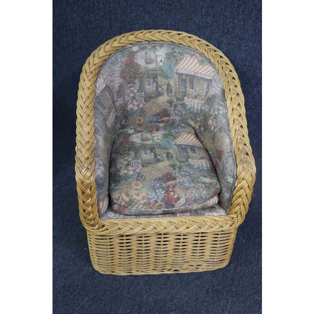 Mid 20th Century Wicker Upholstered Armchair For Sale - Image 5 of 8