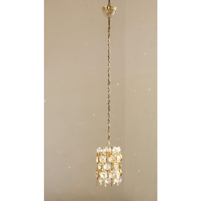 Hollywood Regency Brass & Crystal Glass Ceiling Lamp by Christoph Palme for Palwa For Sale - Image 4 of 9