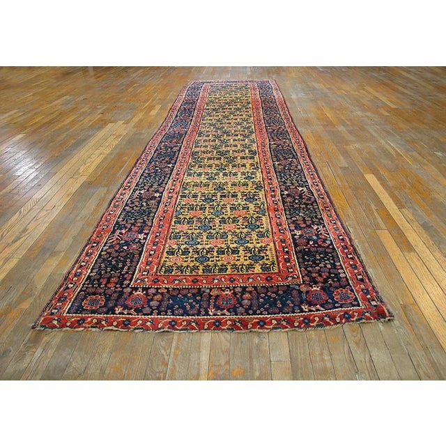 Antique Persian Bijar rug, size: 3'8" x 16'0".