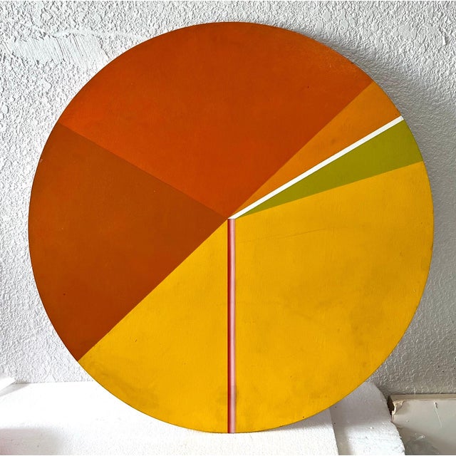 Reuven Berman Kadim, Israeli Round Tondo Hard Edged Geometric Abstract Color Painting Reuven Berman, 1974 For Sale - Image 11 of 17