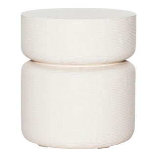 Outdoor Cream Cement Side Table For Sale