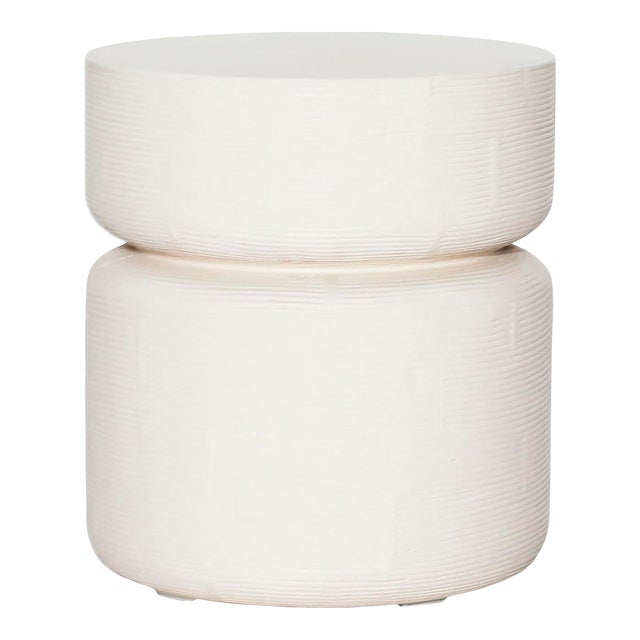 Outdoor Cream Cement Side Table For Sale