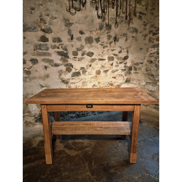 Rustic Vintage French Oak Workbench or Kitchen Island, 1930s For Sale - Image 3 of 18