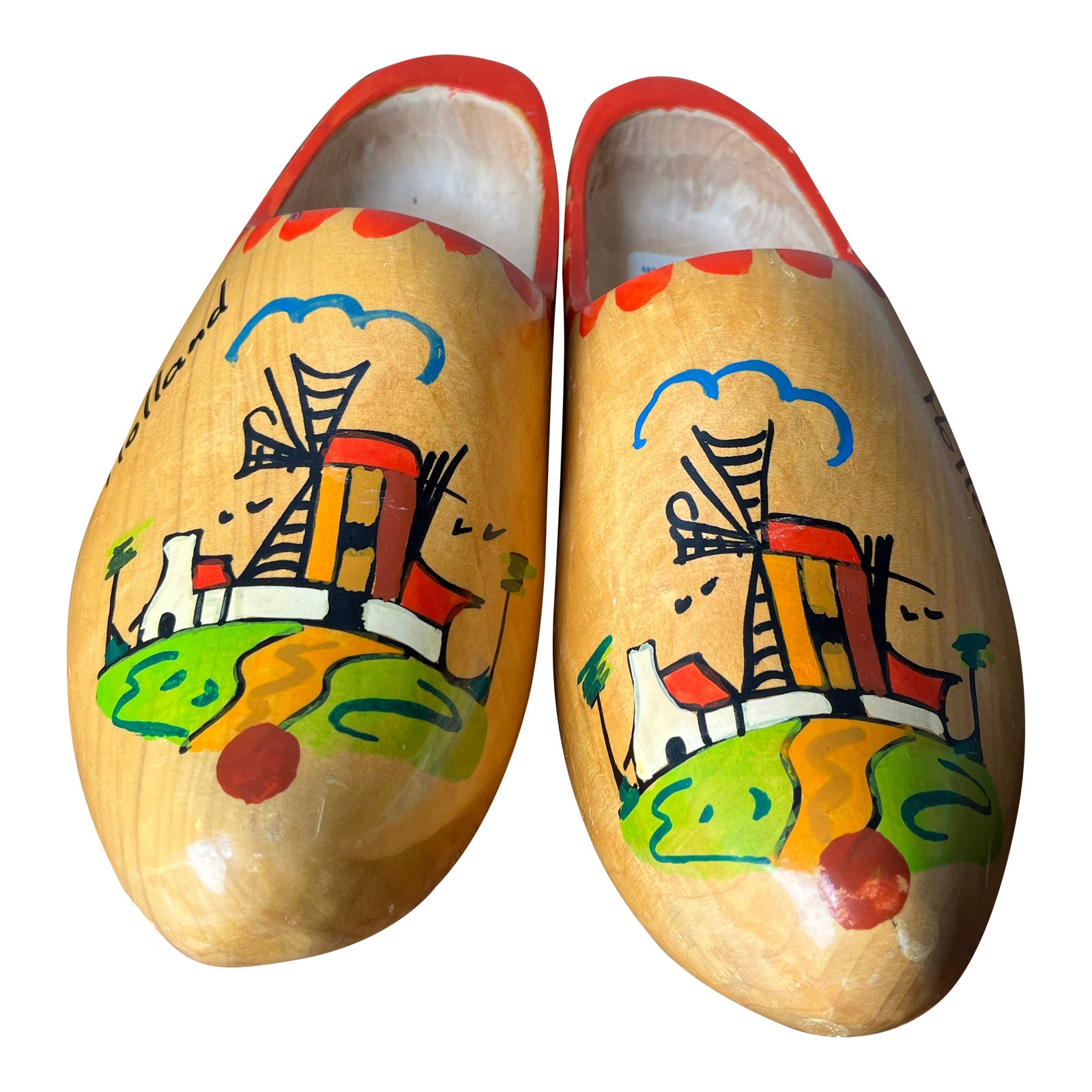 Vintage Large Dutch Wooden Shoes, Clogs, From Holland, Size 43 | Chairish