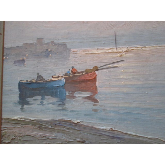 1920s Seascape Painting in Vintage Pastels Oil or Acrylic, Signed Corso For Sale - Image 5 of 6